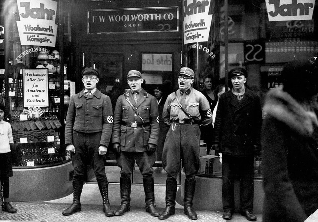 nazis-singing-to-encourage-a-boycott-of-the-allegedly-jewish-founded-woolworths-1933