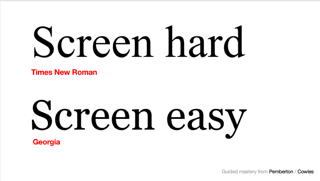 Times roman is a bad font to use online 